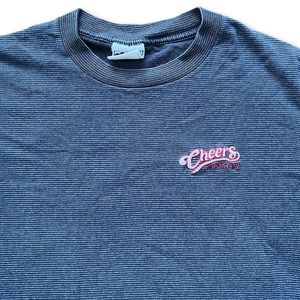 Vintage 90s Cheers Boston Striped Blue T-shirt Large